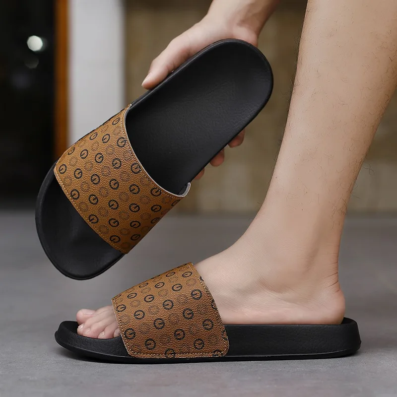 

Мужские шлепанцы больших размеров с одной лямкой, модная обувь для улицы, мягкая подошва, нескользящие, удобные повседневные тапочки
