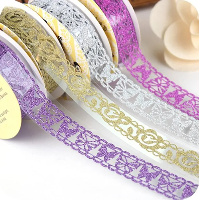 60Pcs Colorful Creative Lace Tapes Patterns Children DIY Decorative Adhesive Masking Tape Home Office Supplies Decor Craft Rolls