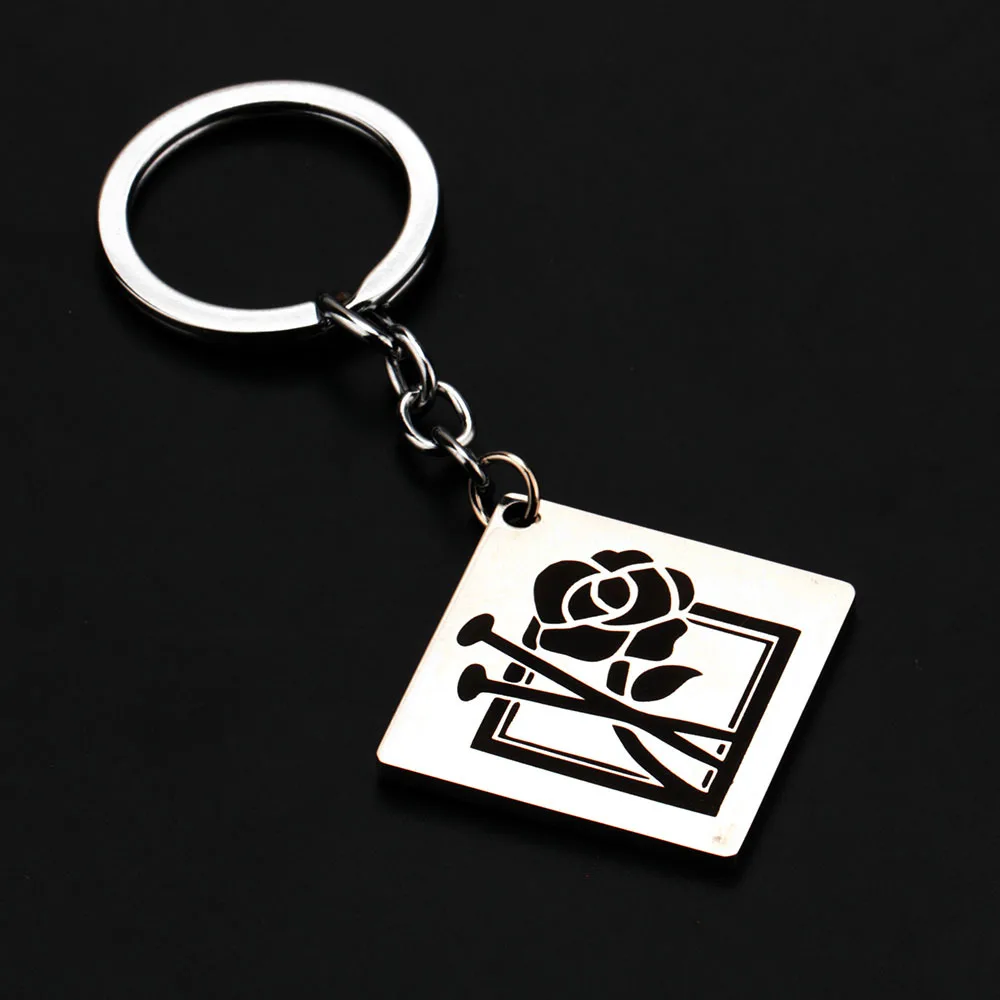 Stainless Steel Jujutsu Kaisen Square Pendant Keychain for Men Women Satoru Gojo Itadori Yuji Metal Key Ring Anime Fans Jewelry