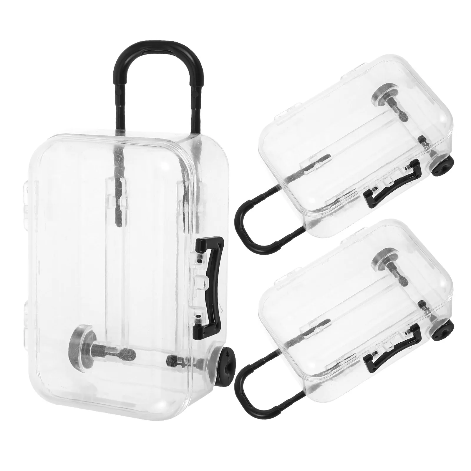 3Pcs Mini Suitcase Travel Jewelry Box Transparent Portable Organizer for Small Accessories Earrings Rings Storage