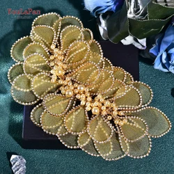 YouLaPan Handmade Wire Flower Rhinestone Head Band Applique Flowers Bride Headpieces for Wedding Headwear Decoration HP681