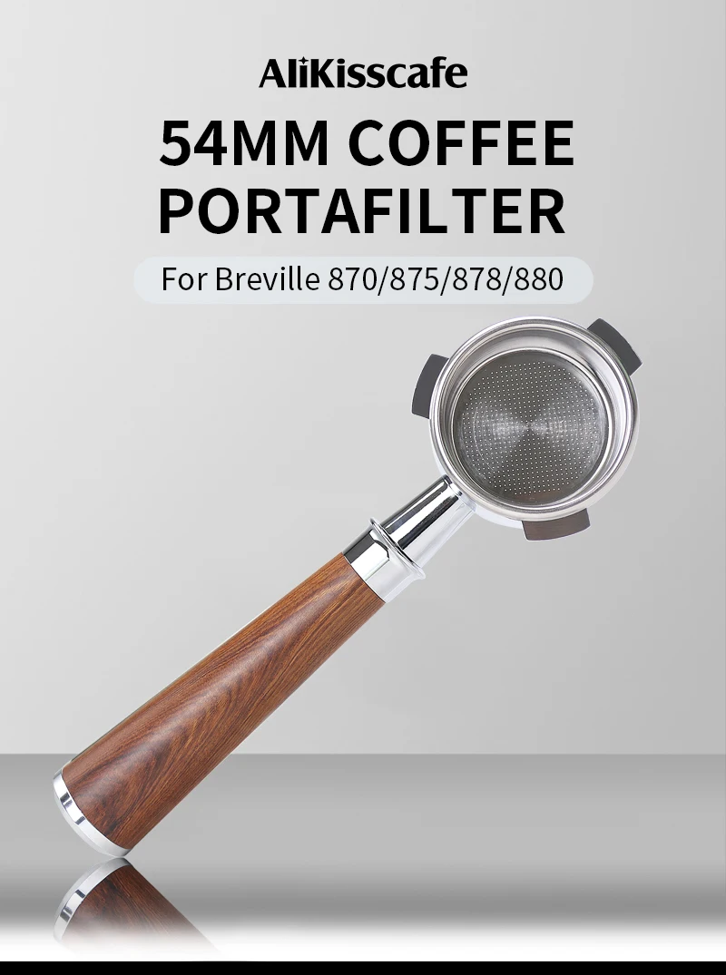 54mm Kaffee-Bodenloser Siebträger Naked Fit für Breville Sage 870 878 879 Doppelauslauf Espressomaschinen-Zubehör Barista-Werkzeuge – Detail 1