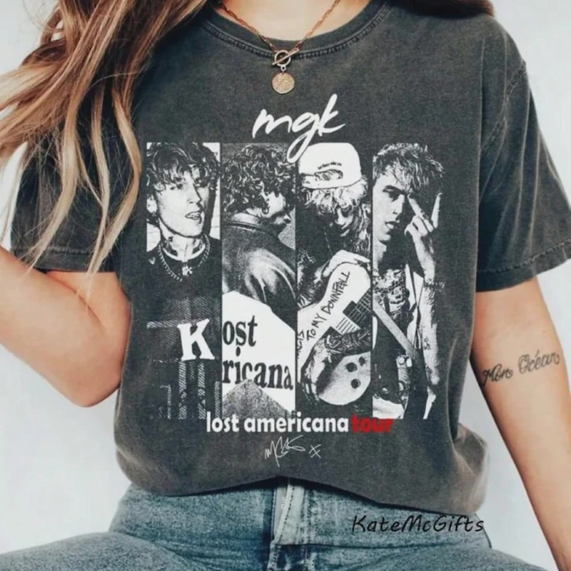 Comfort Color Machine Gun Kelly T-shirt 90s retro rapper MGK T-shirt pure cotton casual couple streetwear oversized t shirt