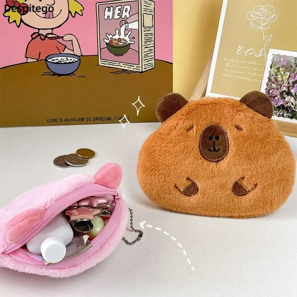 

Cartoon Capybara Coin Purse Soft Plush Stuffed Plush Doll Keychain Small Wallet Toys Guinea Pig Bag Pendant Car Key Pendant