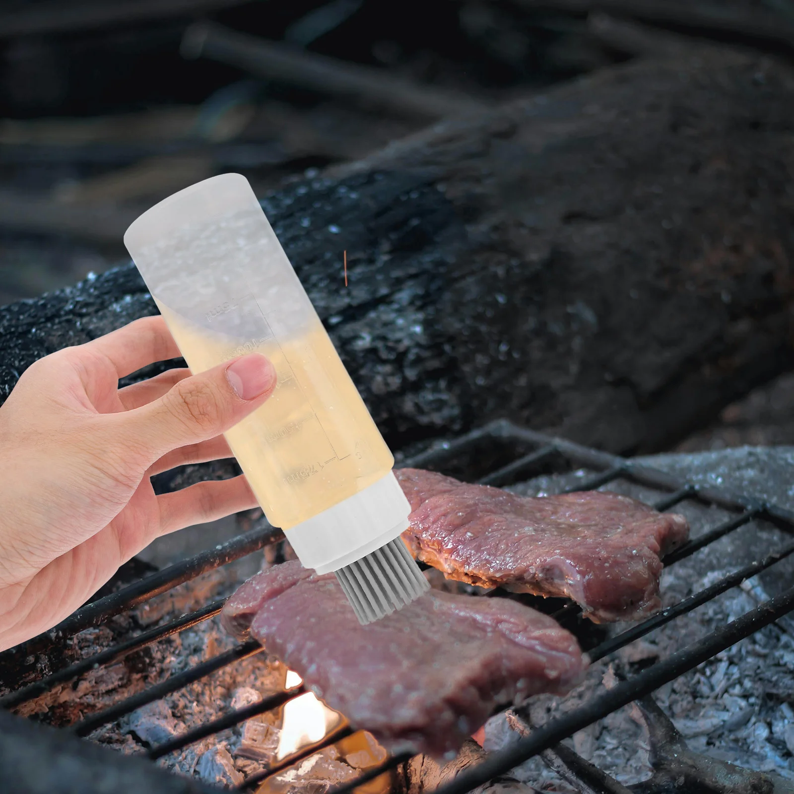 

2pcs 175Ml Oil Dispenser Bottle Kitchen Transparent Silicone Brush For Cooking Bbq Sauce Vinegar Syrup Condiment Container With