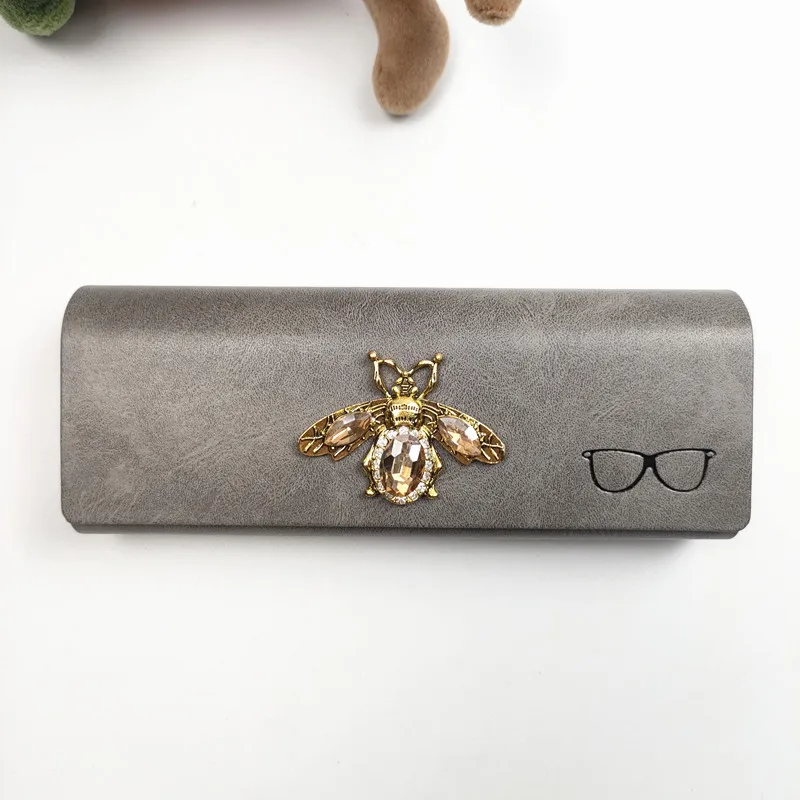 Etui na okulary damskie z twardej skóry PU, wzór pszczoły, pudełko na okulary, ochrona przed zgniataniem, uchwyt na okulary przeciwsłoneczne, prezent dla dziewczyny