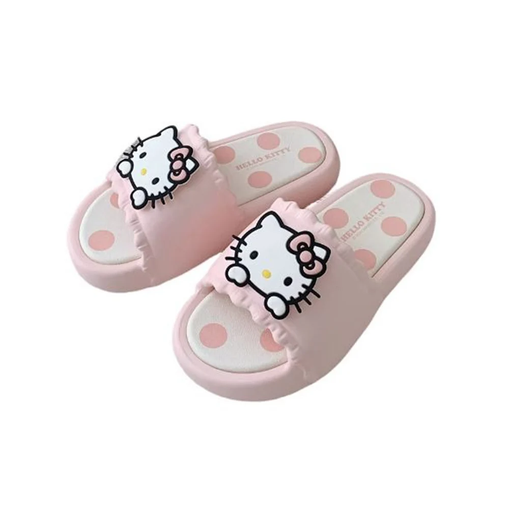 Sanurgente-Hello Kitty One-Line à semelle épaisse pour fille, léger, mignon, personnalité, mode d'été, plage, brûleur, non ald, intérieur et extérieur