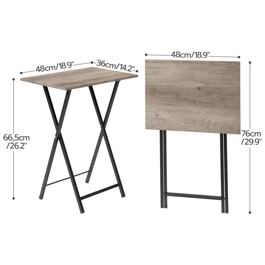 طاولات صينية تلفزيون قابلة للطي، مجموعة من 4 صواني تلفزيون مع رف تخزين، طاولة جانبية صناعية لتناول الطعام في الأريكة، طاولة للوجبات الخفيفة قابلة للطي