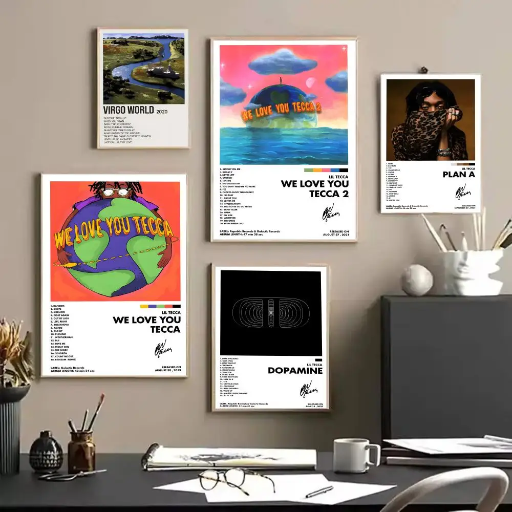 Rap L_Lil T_Tecca Album Painting Calligraphy Linen Canvas Poster Wall Prints for Living Room Bedroom Office Home Decoration