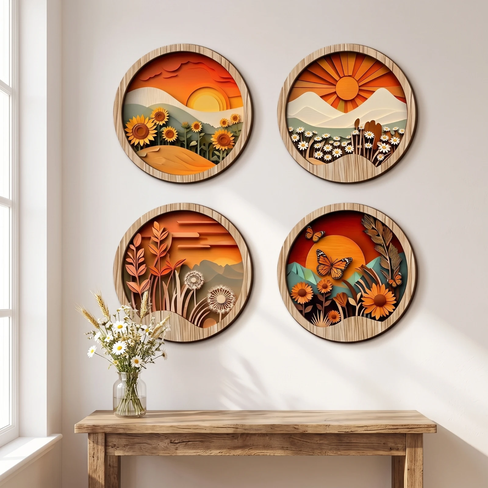4 Pieces Wood Wall Decor Rustic Plaques with Adhesive Sheet for Living Room, Entryway - view 6