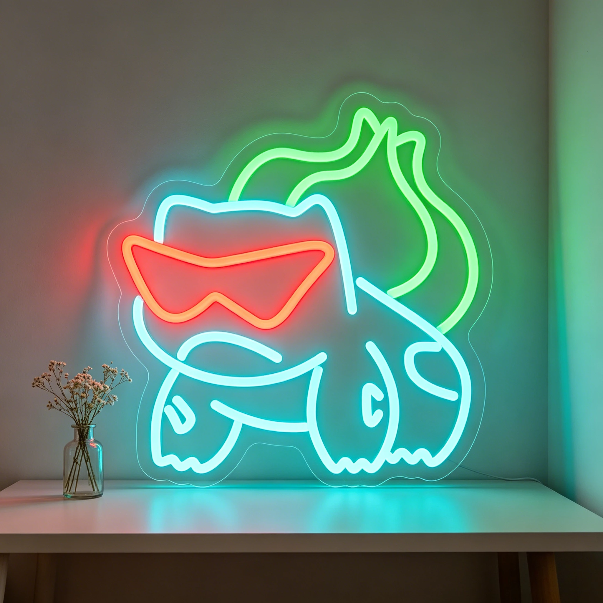 

Neon Sign Bulbasaur Glasses LED Night Light Anime Pokemon Wall Art Game Room Decor USB Powered Mijia Home Decoration