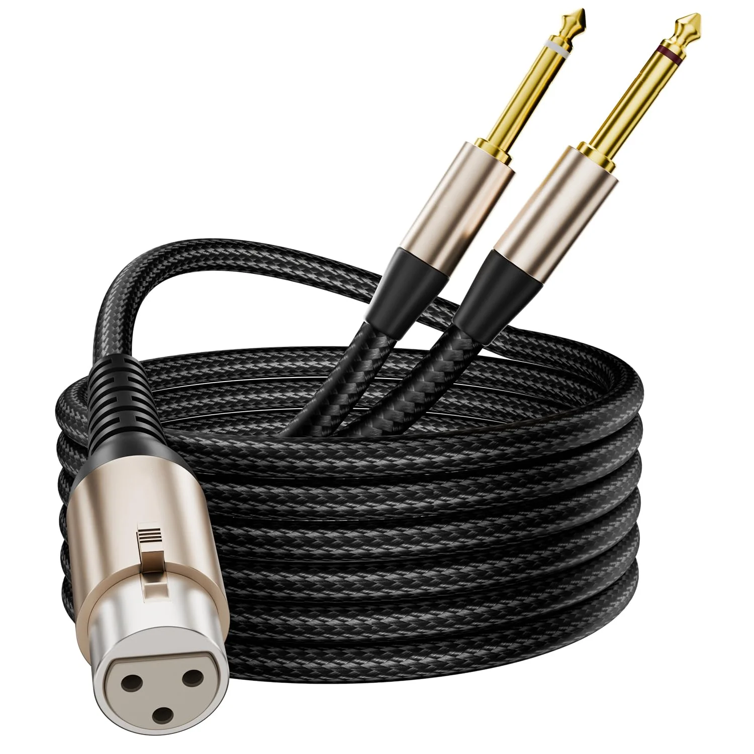 Cable XLR a doble 6.35mm balanceado, cable de micrófono con divisor en Y de 1/4 TS a XLR hembra para grabadora de voz, amplificador, mezclador, consola de sonido, altavoz