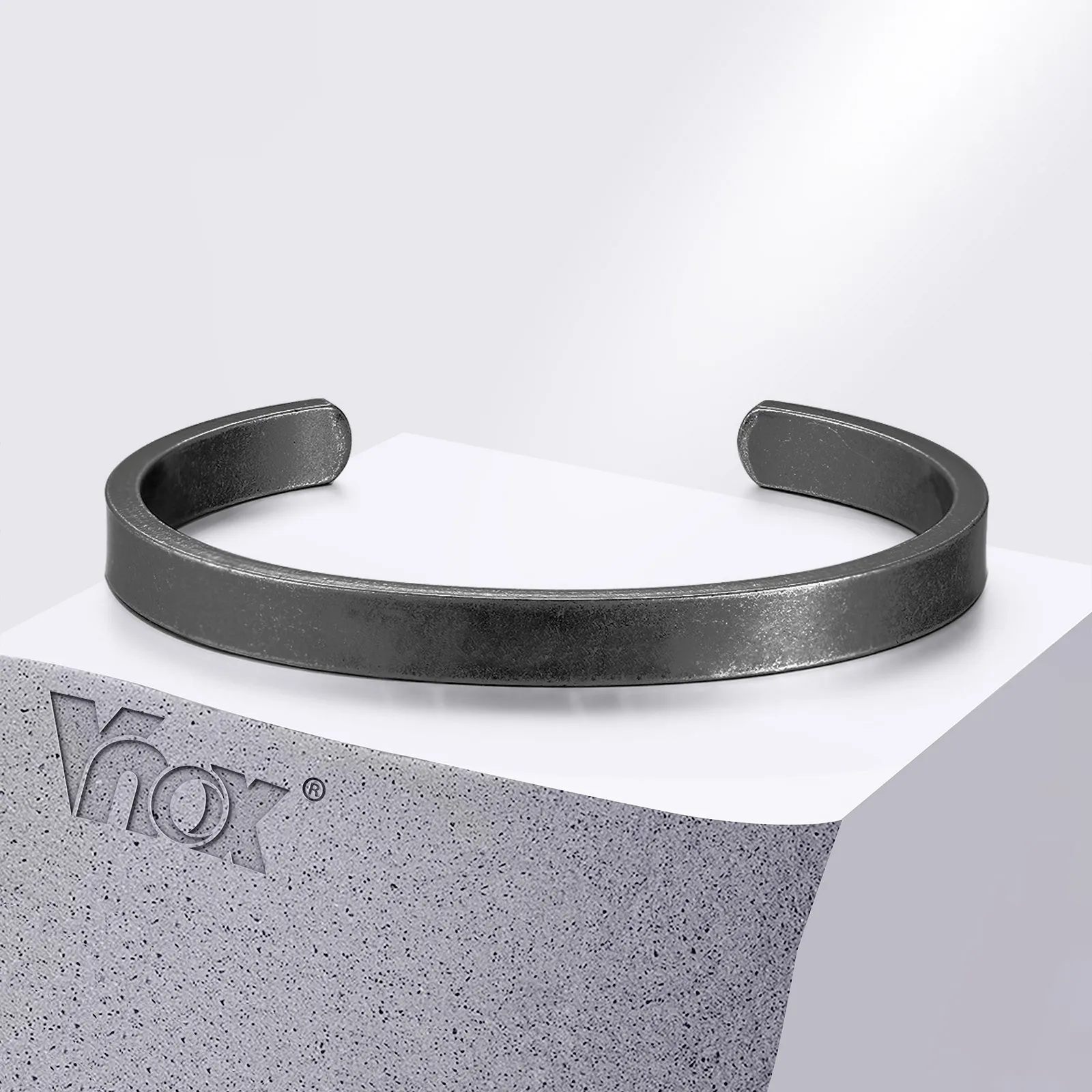 Vnox Oxdized Open Stainless Steel Bangle for Men Women, Basic Metal Cuff Bracelets, Retro Jewelry  Christmas Birthday Gift