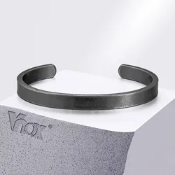 Vnox Oxdized Open Stainless Steel Bangle for Men Women, Basic Metal Cuff Bracelets, Retro Jewelry  Christmas Birthday Gift