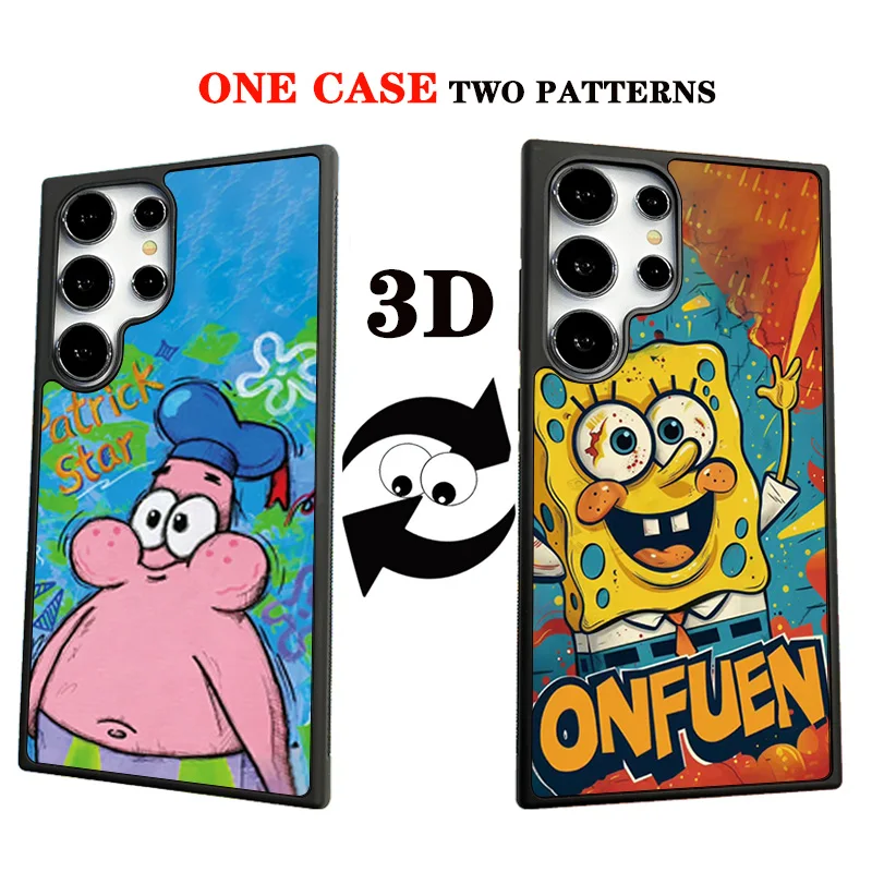 3D Change SpongeBob Patrick Star Phone Case for Samsung Galaxy S22 S23 S24 Ultra Plus S24Ultra S23Ultra S22Ultra Cover Capa