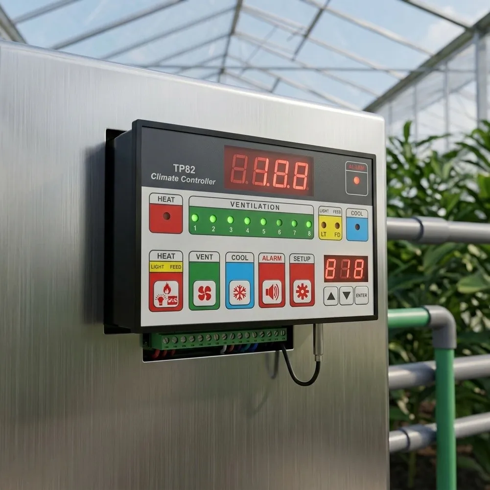Integrated Alarm For Farm Management Temperature Instrument Black TP82 Climate Controller Eight Switch Outputs