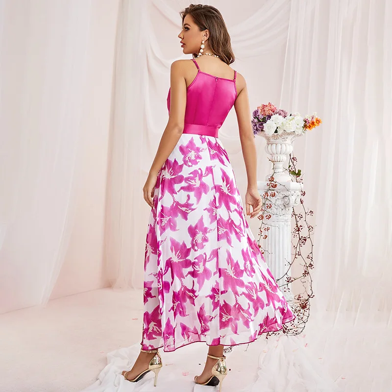 ZG-21775 women's dress 2023 summer party high waistband tie dress image 4