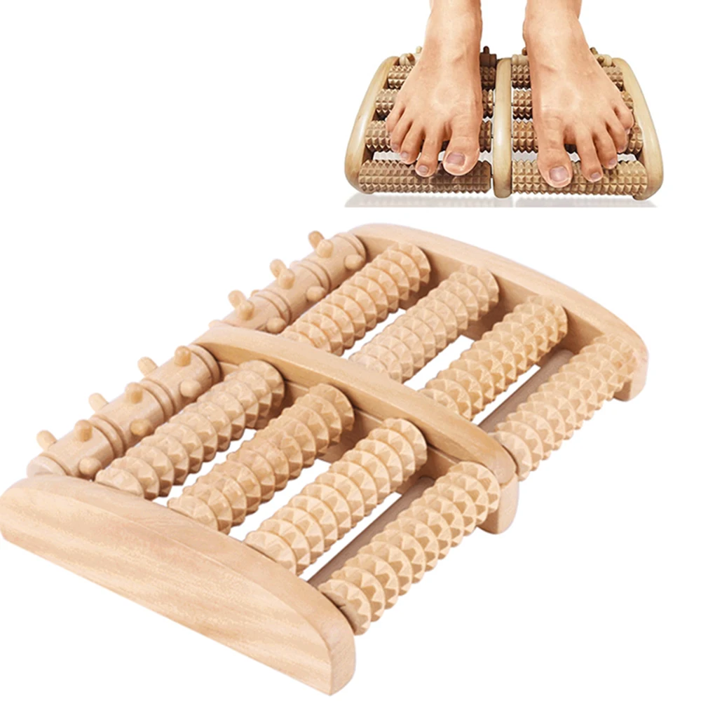 5 Row Wooden Foot Roller Wood Care Massage Reflexology Muscle Relax Relief Massager Anti Cellulite Foot Massager Care Tools