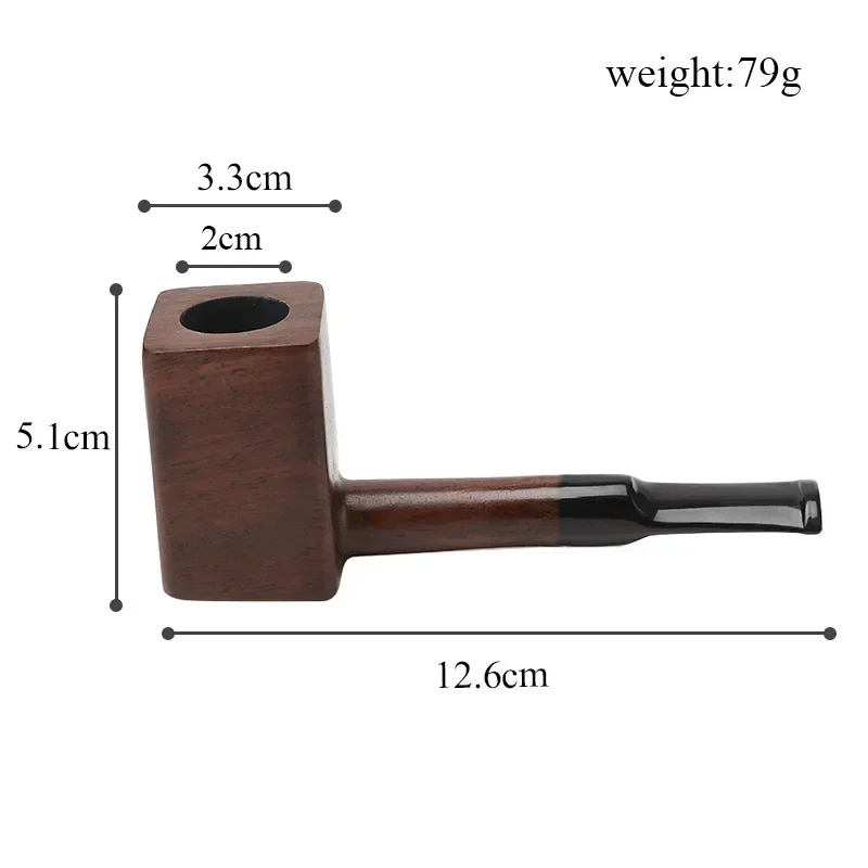 New Ebony Wood 9mm Filter Flue Tobacco Pipe Retro Gentleman Bent Type Handle Handmade Smoking Pipe with Accessory Old Dad\'s Gift