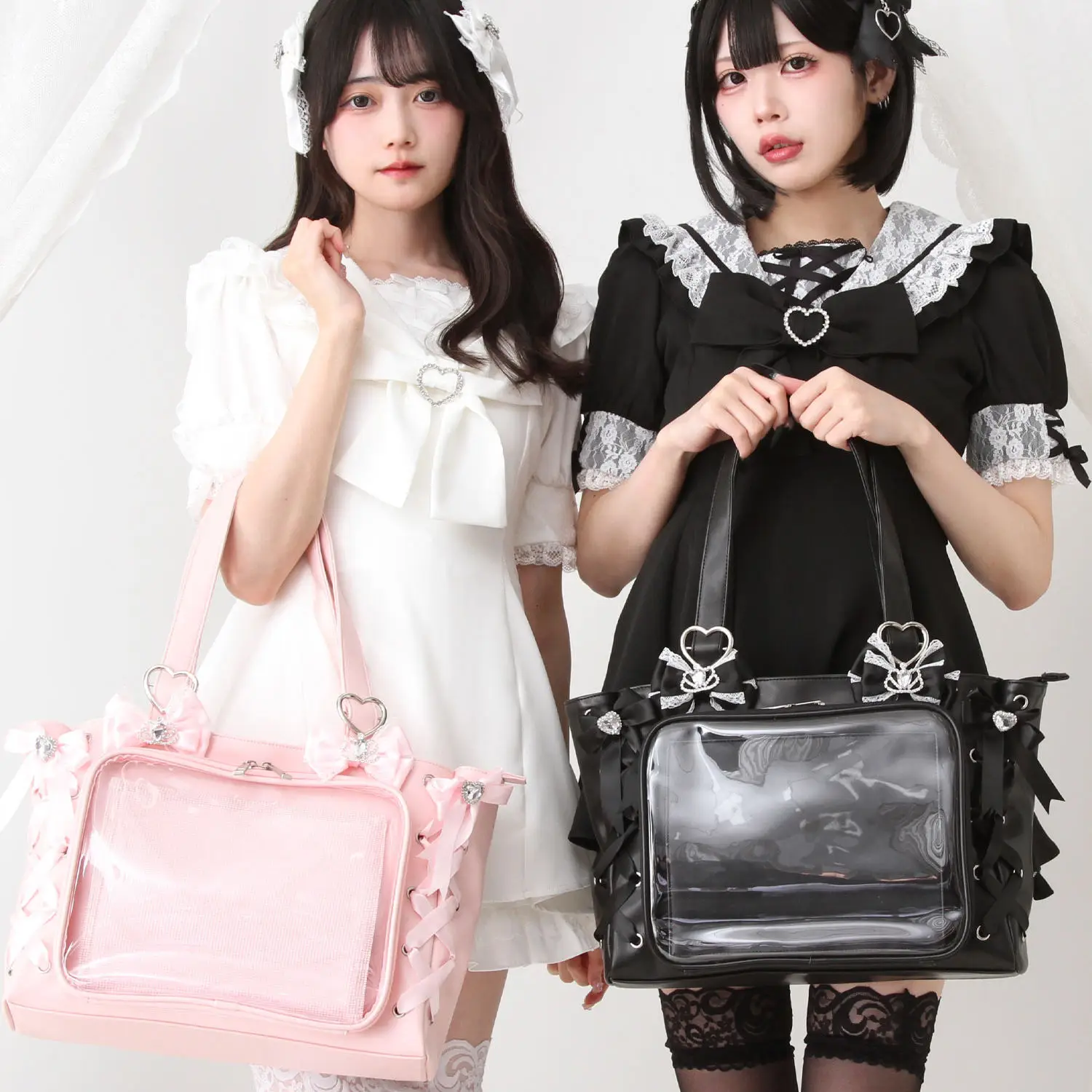 Japanese Original Bud Lolita Lace Bow Pearl Lta Bags Soft Girl Two-dimensional Big Food Bar Hand-held Shoulder Bag for Woman