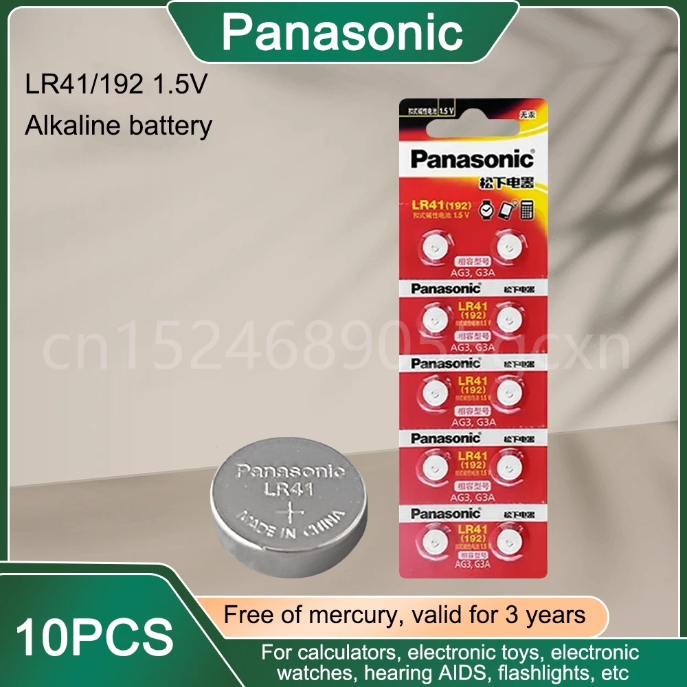 10 шт. Panasonic 1,5 в AG3 LR41 кнопочные батареи SR41 392 192, круглая щелочная батарея для монет 384 SR41SW для часов, игрушек, часов