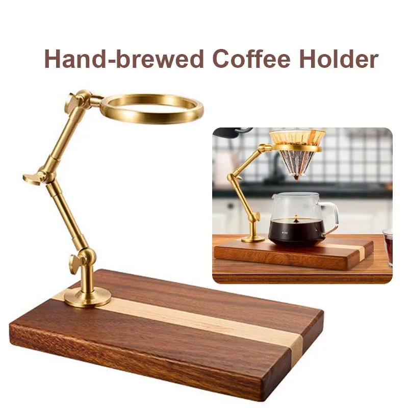 Coffee Dripper Holder Hand-brewed Coffee Holder Solid Wood Base Adjustable Height Metal Bracket Coffee Accessories Dripper Rack