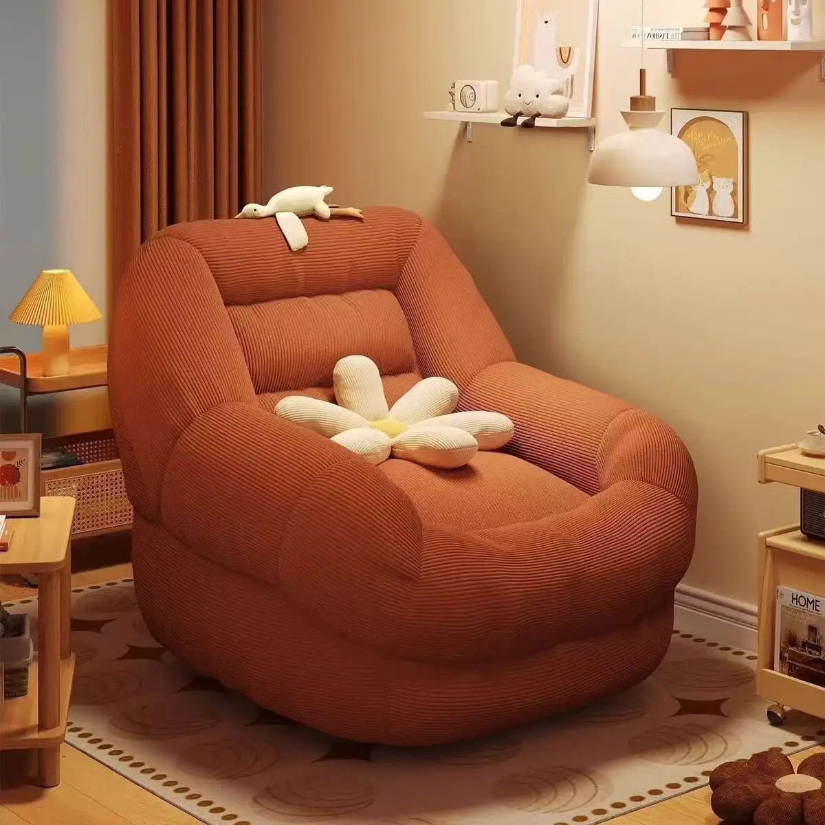 AOLIVIYA Lazy Sofa Single Loveseat 2 Seater Sofa Bed Hotel Reception Sofa Balcony Tatami Recliner