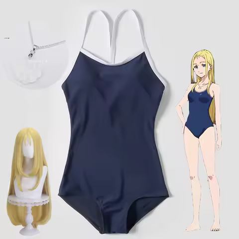 Anime Summer Time Rendering Ushio Kofune Swimming Suit Cosplay Costume Blonde Wig Shell Necklace Summer Bikini Swimwear Girls