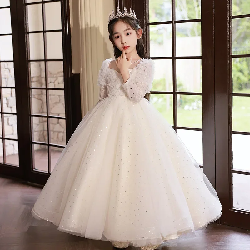 Girl's Princess Dress Flower Girl Dress 2024 New Children's Immortal temperament Host Piano Performance Dress