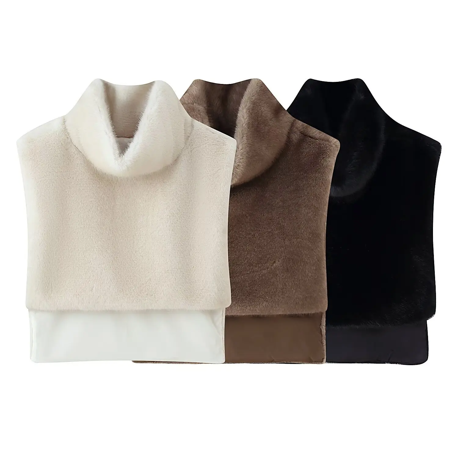 

New Women's Clothing European and American Fashion Versatile High Collar Sleeveless Waistcoat Faux Fur Shawl