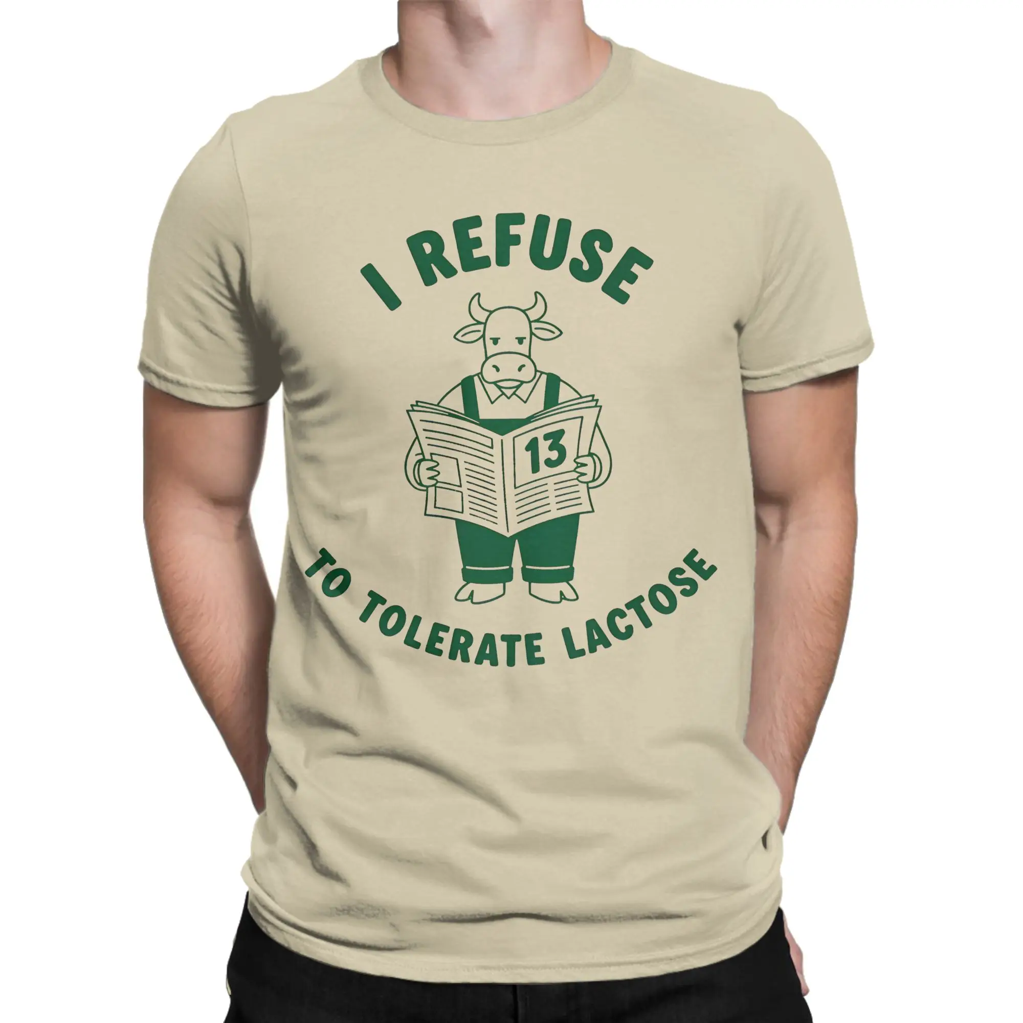 Men's I Refuse to Tolerate Lactose T Shirts  100% Cotton Tops Vintage Short Sleeve Round Collar Tees Graphic T-Shirts