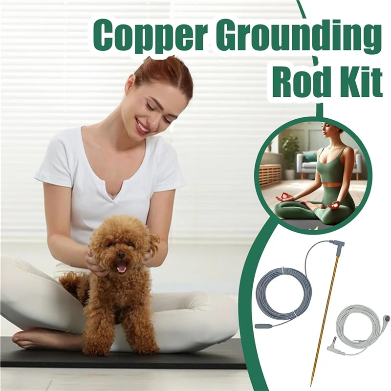 

ABKS-Earthings Grounding Rod - 40Ft Female Ground Cord Ground Rod Kit Lightweightground Rod With Copper For Grounded Earth