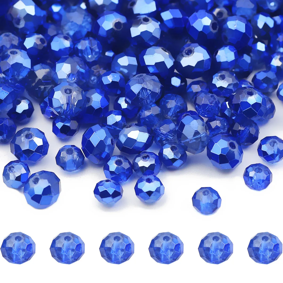 3/4/6/8 مللي متر نصف الأزرق شقة مستديرة الأوجه كريستال نمساوي شبه فضي فضفاض الخرز للمجوهرات لتقوم بها بنفسك أقراط أساور اكسسوارات #3