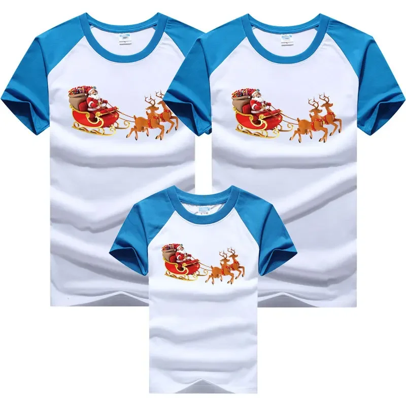 New Year T-shirts for Whole Family Christmas Mom and Daughter Son Dad Matching T-shirts Cotton