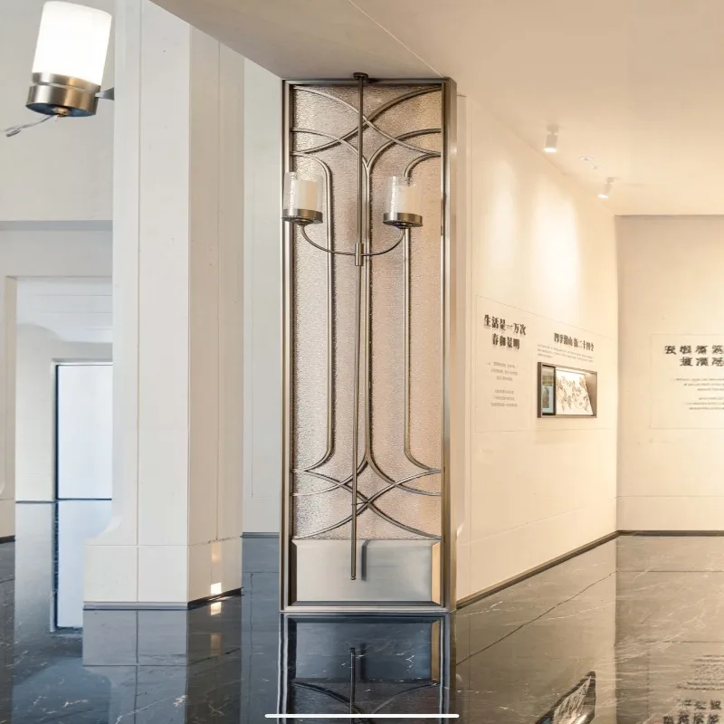 High-end custom stainless steel screen restaurant hotel sales department engineering club modern wire art glass partition