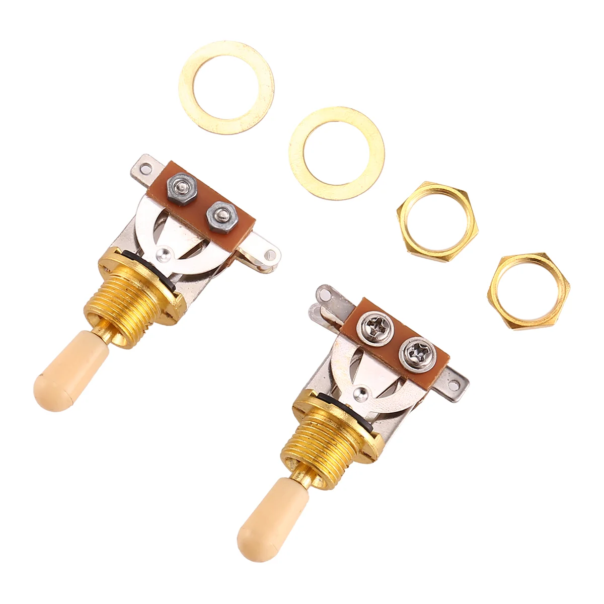 Metric 3 Way Short Straight Guitar Toggle Switch Pickup Selector For Electric Guitar,Gold & beige(Pack Of 2)