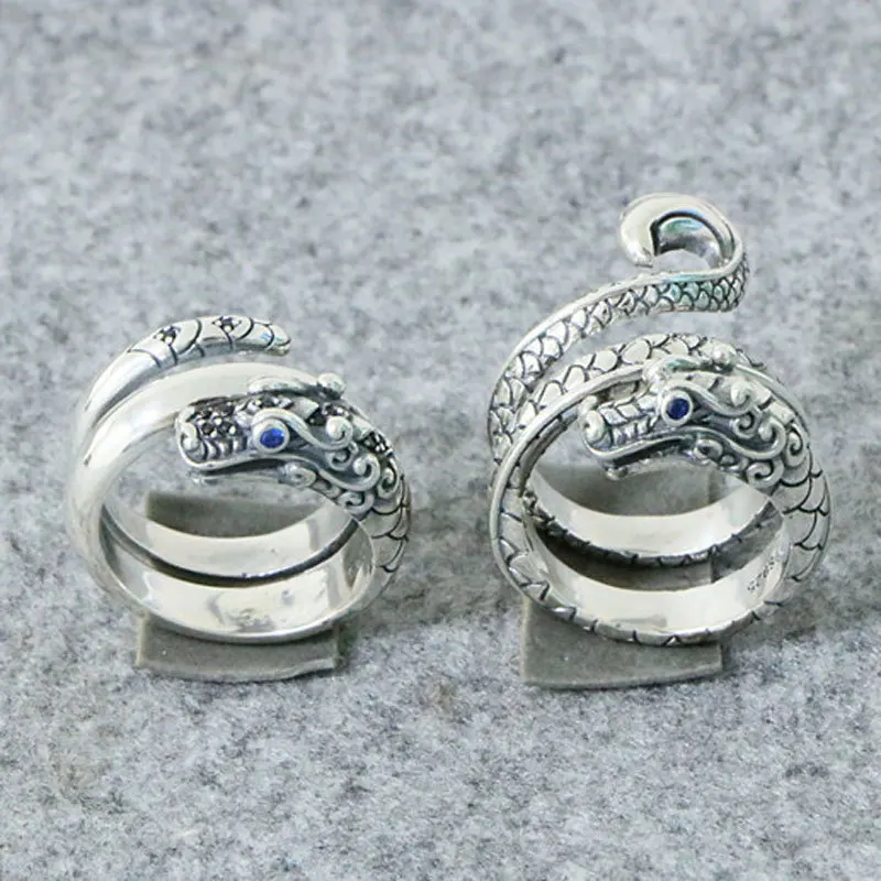 

Wholesale temperament male and female aggressive trendsetter pure silver dragon scale ring mouth opening China-Chic silver jewel