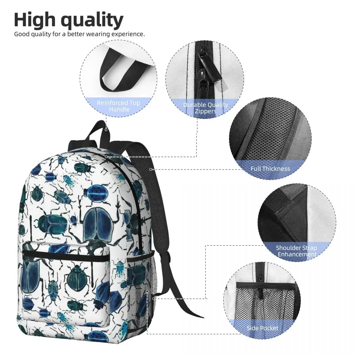 Vintage Insect Entomology Themed Backpack Daypack Large Capacity Boys Girls BookBag School Bag Shoulder Bags for Men Women