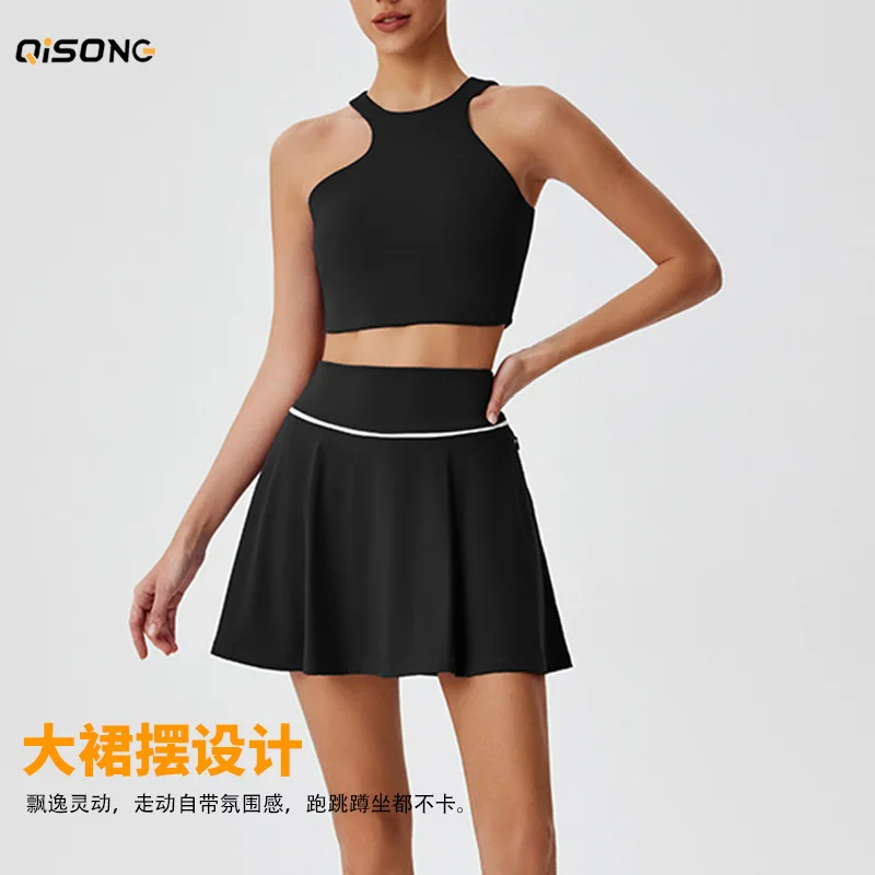 ensemble-2-pieces-jupe-de-tennis-pour-femme-haut-court-dos-nu-et-jupe-plissee-avec-poches-–-noir-bleu-rose-–-tenue-d'ete-pour-le-golf-et-le-badminton-2026