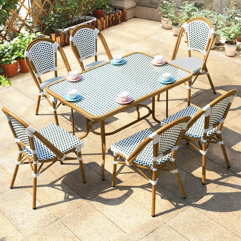 

Outdoor leisure rattan chair coffee shop balcony three-piece coffee table combination garden villa simple outdoor backrest chair
