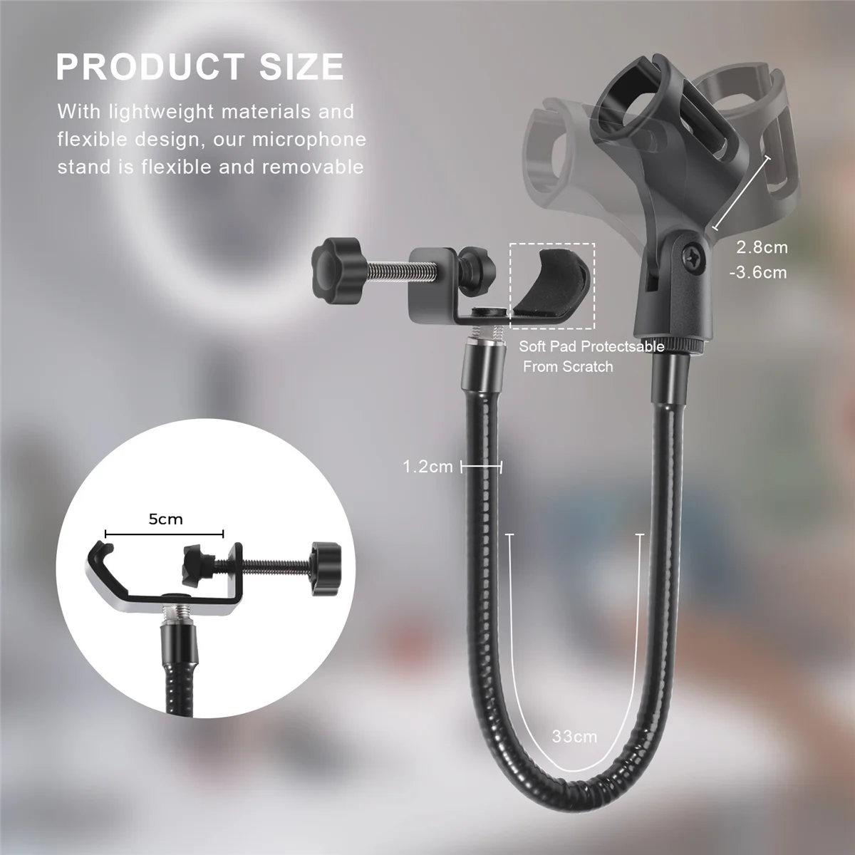 

Microphone Stand Flexible Gooseneck Desk Clamp Holder Microphone Arm Recording Equipment for Meeting Lecture Podcast HOT