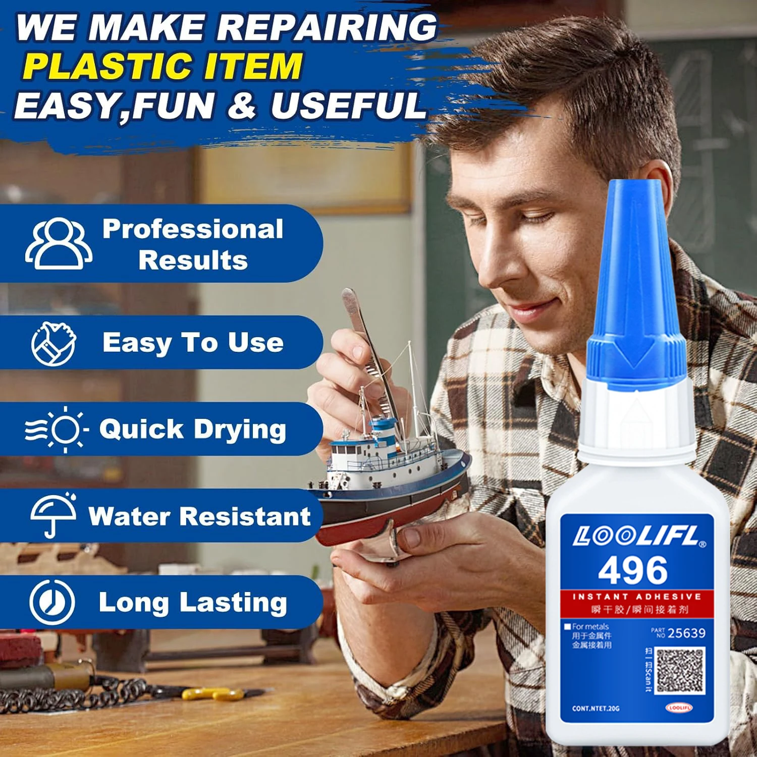 Strong plastic adhesive models are suitable for micro model 3D printing, automobiles ABS、PVC、 Acrylic, handmade product adhesive