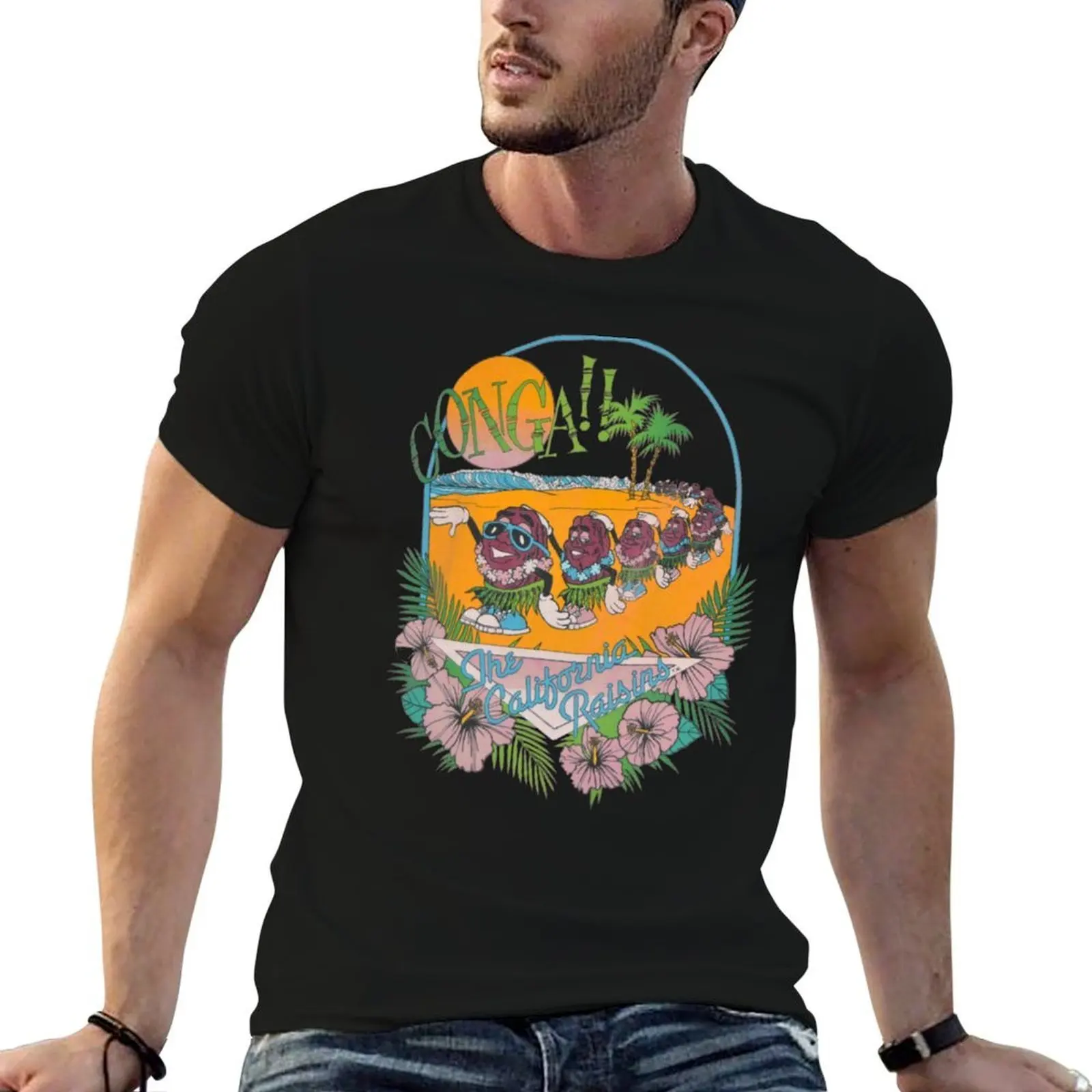 

80s California Raisins Conga Vacation Large T-Shirt man t shirt luxury cotton t shirts man 100% T-Shirt