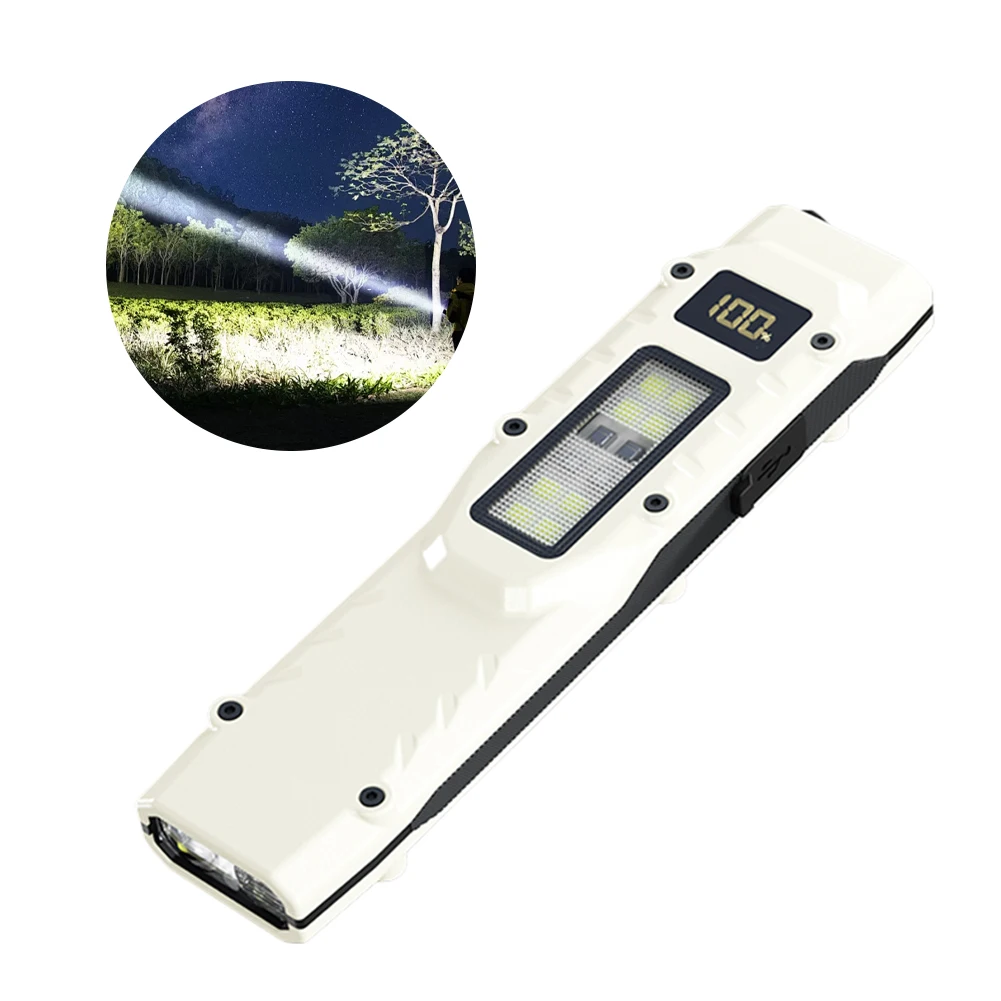 LED Ultra-thin Flashlight with Digital Display Ultra Slim Pocket Flashlight USB-C Rechargeable Flashlight for Outdoor Camping