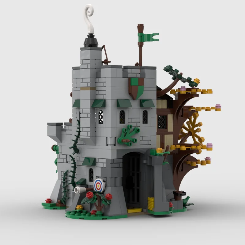 ปราสาทยุคกลางรุ่น Moc อาคารอิฐ Forestmen Outpost Series เทคโนโลยี Modular Blocks ของขวัญของเล่นคริสต์มาส DIY ชุด