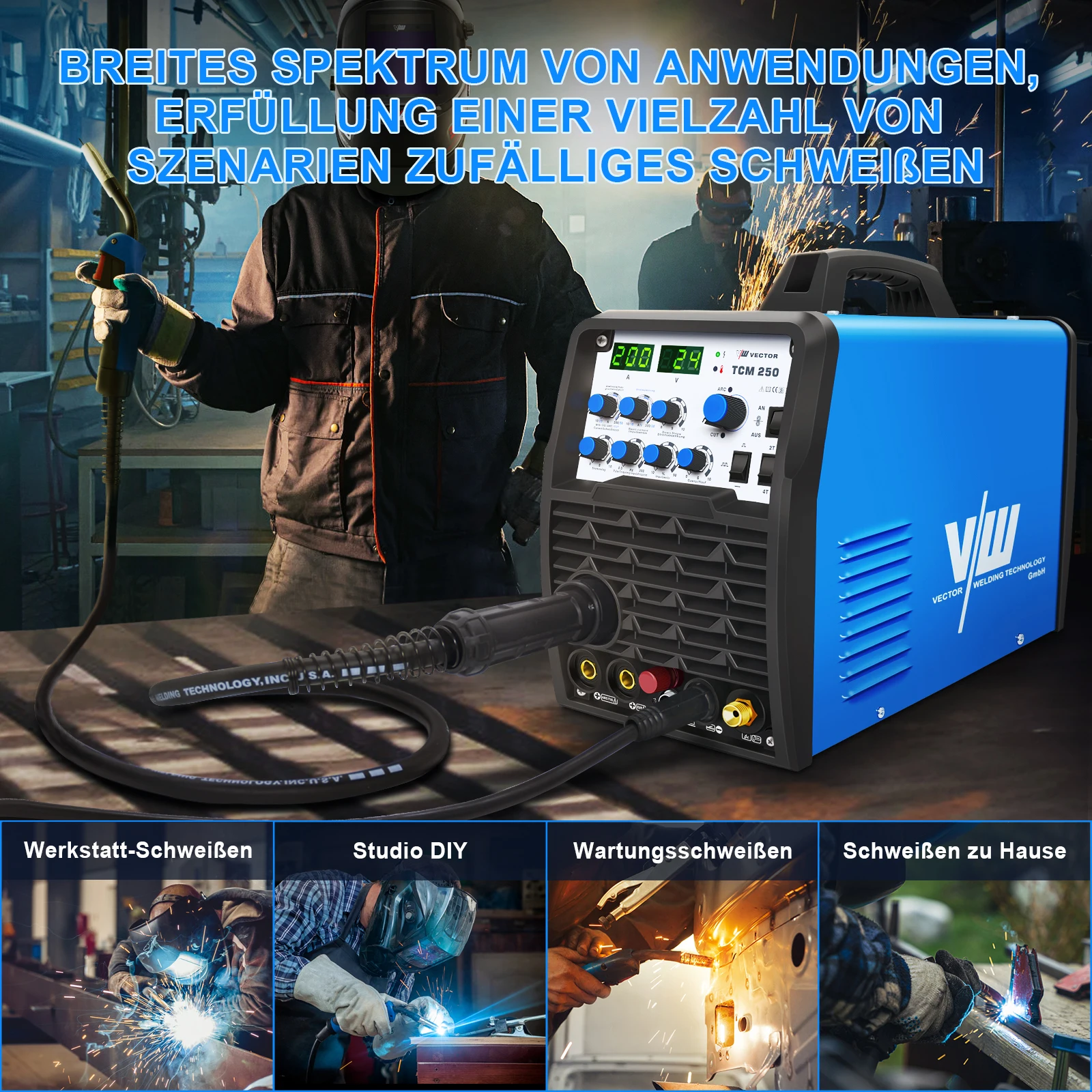 & Vector MIG TIG MMA 6in1 200A Portable Inverter Welding Machine Wire Feeder Gasless 220V Rated Input Used Condition