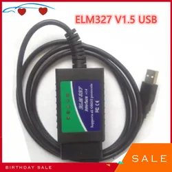 New ELM327 V1.5 USB OBD2 Support OBDII Protocols Test ELM 327 OBD Version 1.5 PC-based Scan Tool Car Diagnostic Code Reader