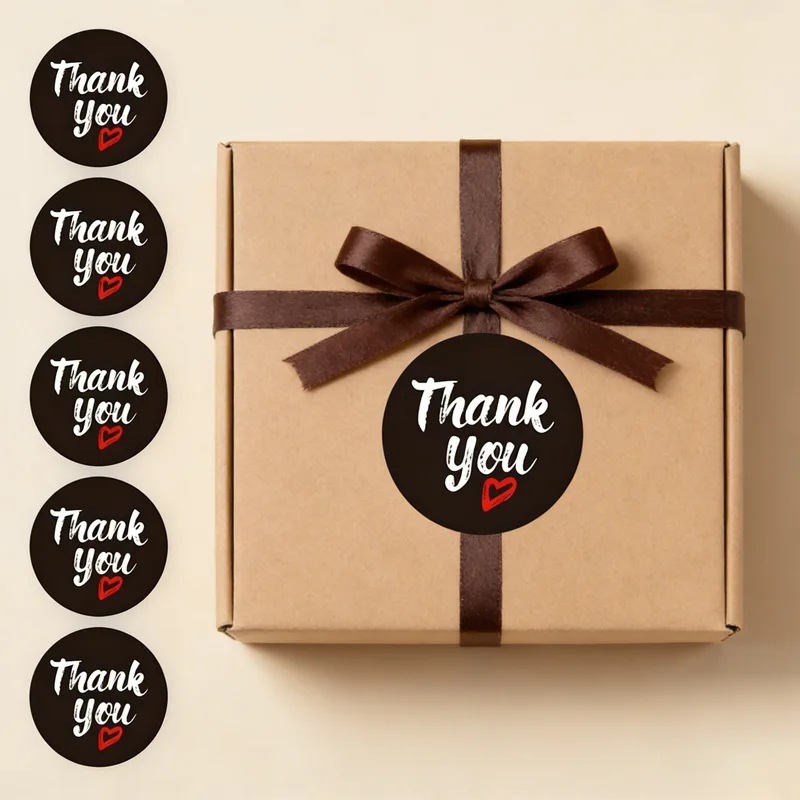 300Pcs 3cm Black Thank You Stickers Round Envelope Sealing Labels Stationery Supplies Handmade Wedding Gift Decorations