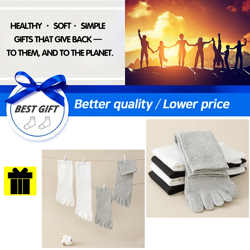 3 أزواج من الجوارب القطنية للرجال قابلة للتنفس بتصميم منفصل لأصابع القدم أسود وأبيض جوارب دائرية مضادة للرائحة جوارب يومية مريحة #6