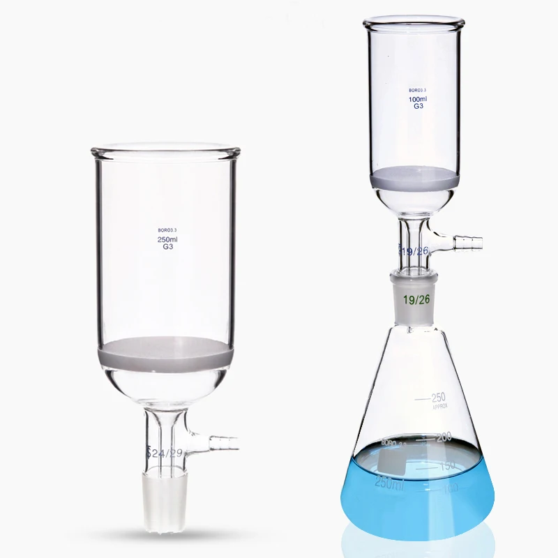 

Brinell sand core funnel suction filtration device glass plate sand core porous glass plate triangular flask filtration device